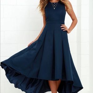 Lulus Paso Doble Take Navy Blue High-Low dress